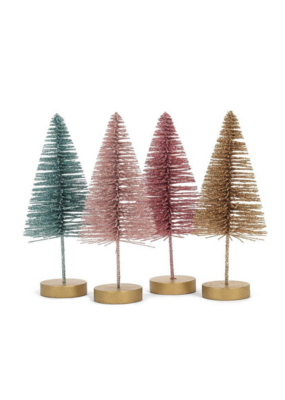Glitter Bottle Brush Trees Assorted 6"
