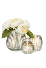Small Ribbed Striped Votive in Gold