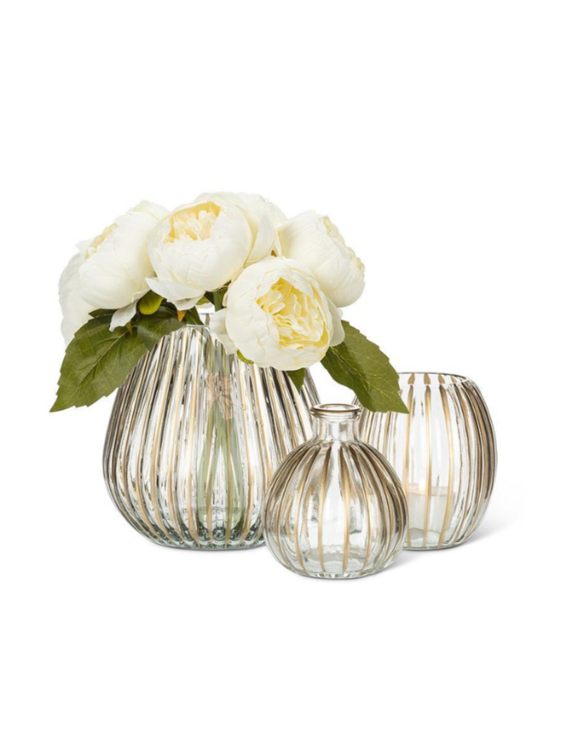 Small Ribbed Striped Votive in Gold