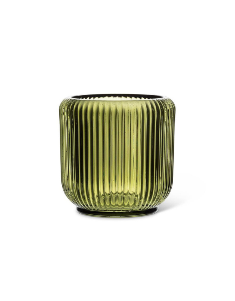 Ribbed Votive in Moss 3.25"