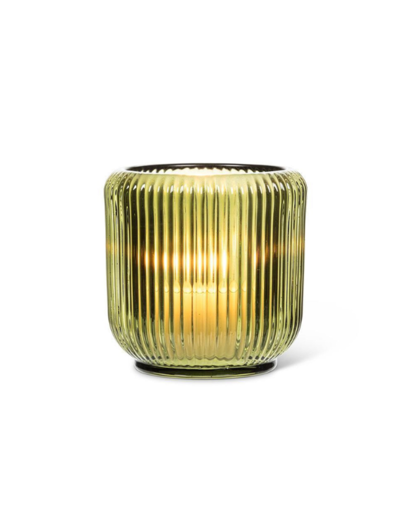 Ribbed Votive in Moss 3.25"