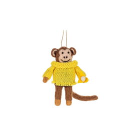 Monkey with Banana Wool Ornament