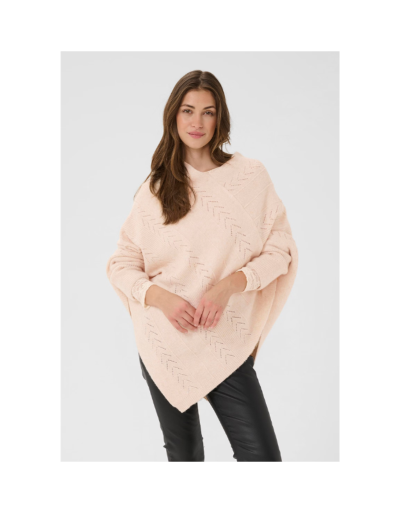 Cream Knit Poncho in Oat Melange by Cream