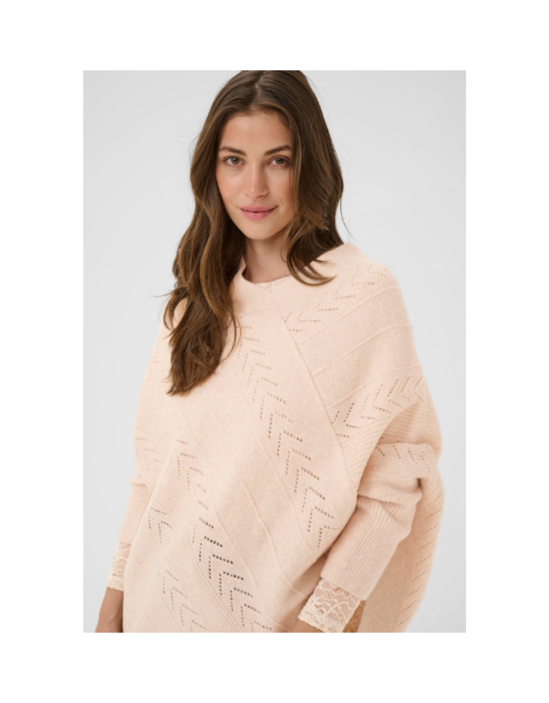 Cream Knit Poncho in Oat Melange by Cream