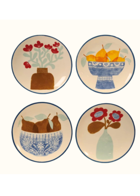 Creative Co-Op Stoneware Fruit & Flower Plate
