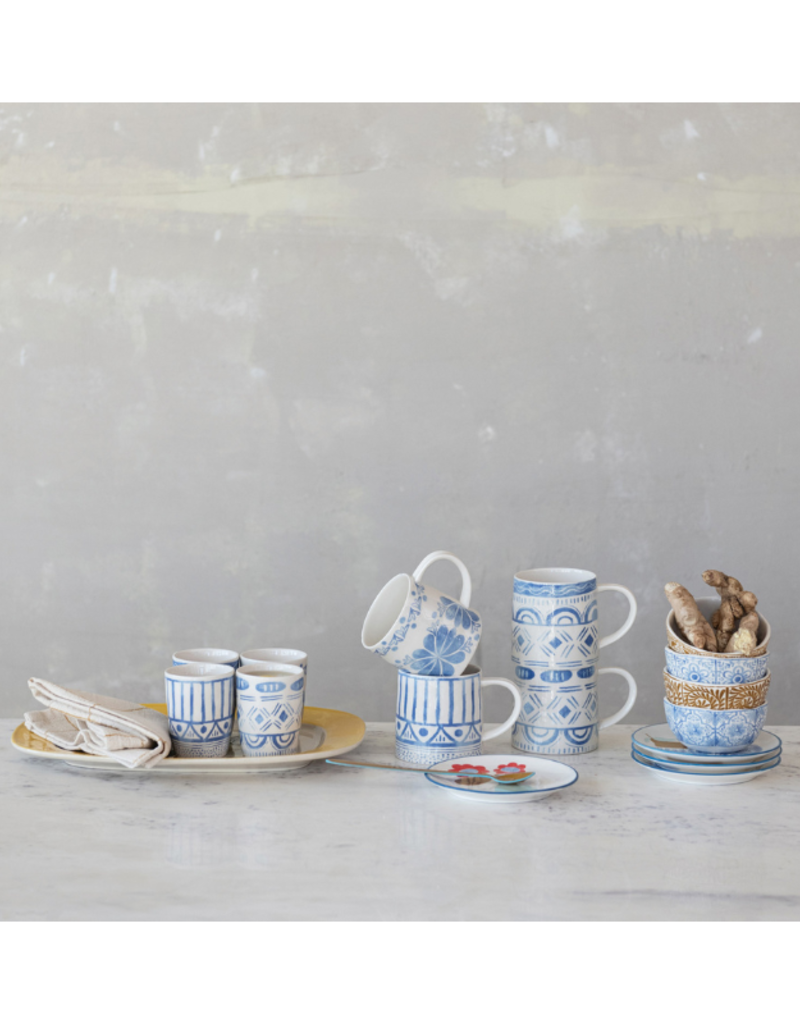 Creative Co-Op Stoneware Fruit & Flower Plate