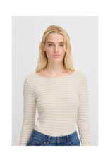 ICHI Cella Longsleeve Tee in Oatmeal Stripe by ICHI