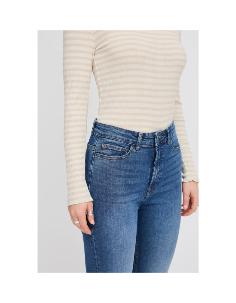 ICHI Cella Longsleeve Tee in Oatmeal Stripe by ICHI