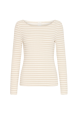 ICHI Cella Longsleeve Tee in Oatmeal Stripe by ICHI