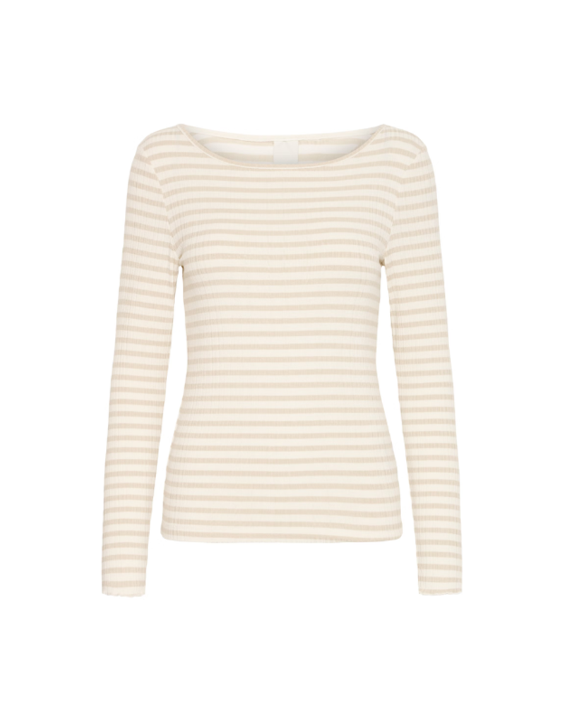 ICHI Cella Longsleeve Tee in Oatmeal Stripe by ICHI