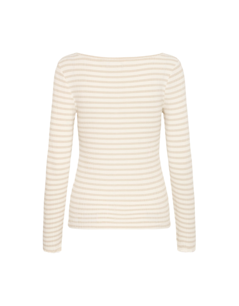 ICHI Cella Longsleeve Tee in Oatmeal Stripe by ICHI