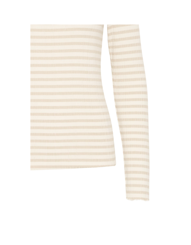 ICHI Cella Longsleeve Tee in Oatmeal Stripe by ICHI