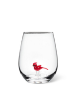 Holiday Stemless Wine Glass with Cardinal