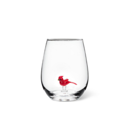 Holiday Stemless Wine Glass with Cardinal