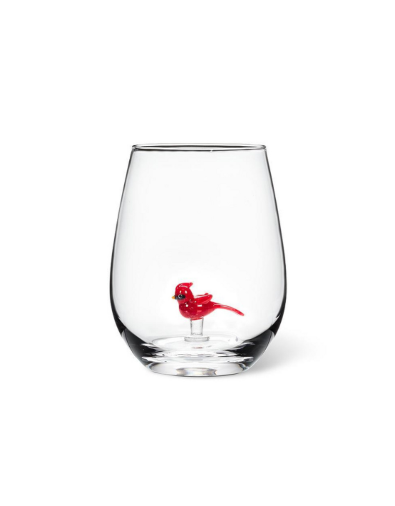 Holiday Stemless Wine Glass with Cardinal