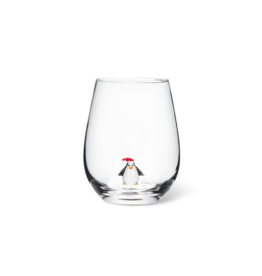Holiday Stemless Wine Glass with Penguin