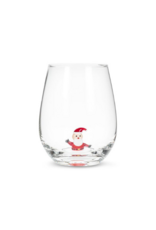Holiday Stemless Wine Glass with Santa