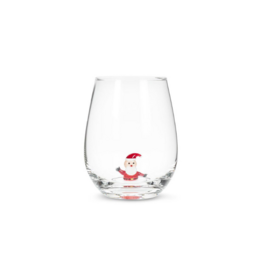 Holiday Stemless Wine Glass with Santa