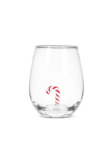 Holiday Stemless Wine Glass with Candy Cane