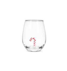 Holiday Stemless Wine Glass with Candy Cane