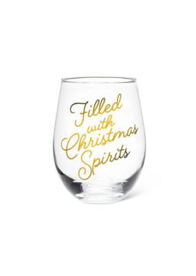 Christmas Spirits Stemless Wine Glass