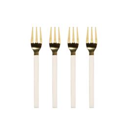 Danica Ivory & Gold Dessert Forks Set of 4