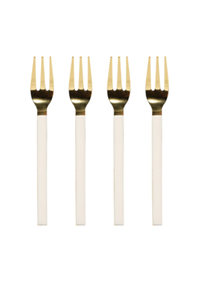 Danica Ivory & Gold Dessert Forks Set of 4