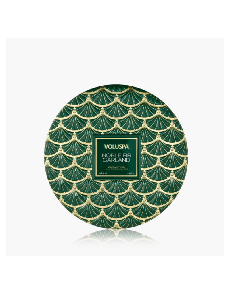 Voluspa 3-Wick Tin Candle in Noble Fir Garland by Voluspa