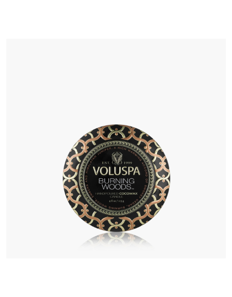 Voluspa Mini Tin Candle in Burning Woods by Voluspa