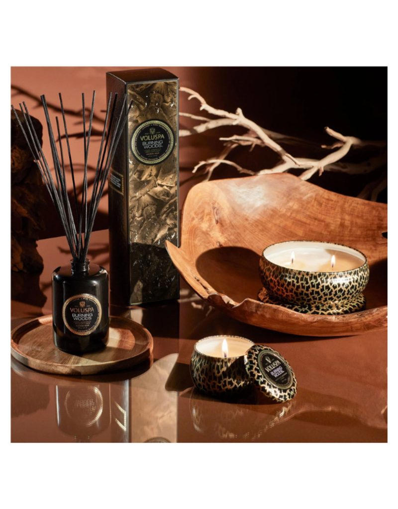 Voluspa Mini Tin Candle in Burning Woods by Voluspa