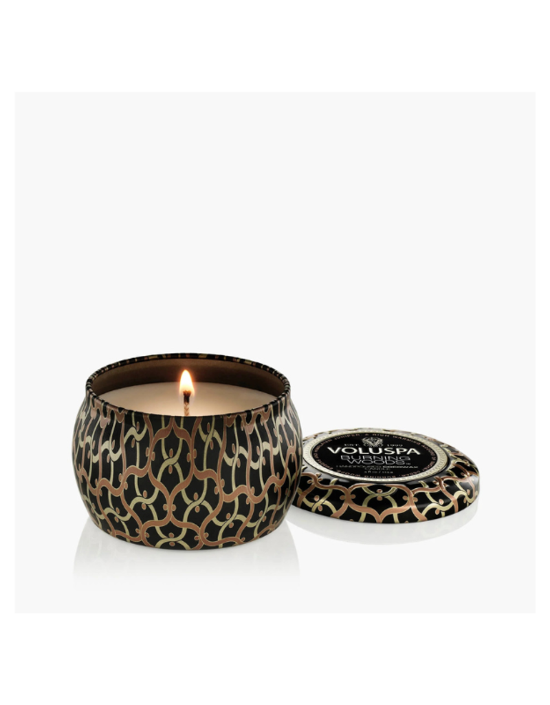 Voluspa Mini Tin Candle in Burning Woods by Voluspa