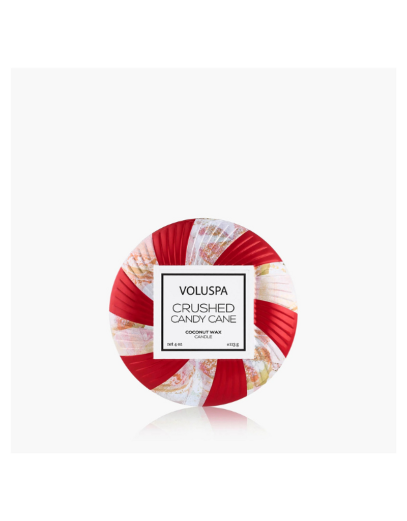 Voluspa Mini Tin Candle in Crushed Candy Cane by Voluspa