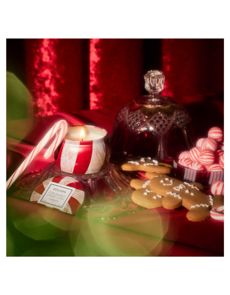 Voluspa Mini Tin Candle in Crushed Candy Cane by Voluspa