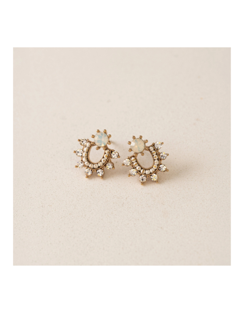 Lover's Tempo Fate Stud Earrings in White Opal by Lover's Tempo