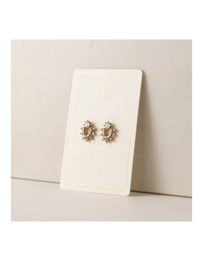 Lover's Tempo Fate Stud Earrings in White Opal by Lover's Tempo
