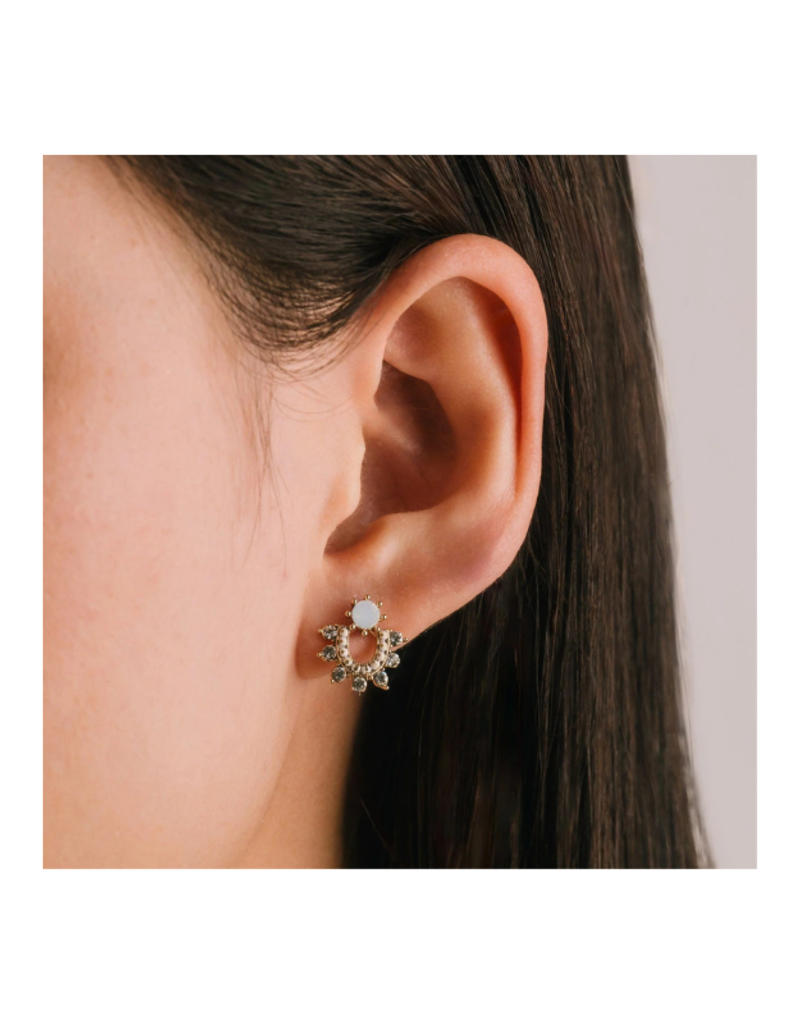Lover's Tempo Fate Stud Earrings in White Opal by Lover's Tempo