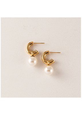 Lover's Tempo Waterproof Solstice Pearl Drop Hoop by Lover's Tempo