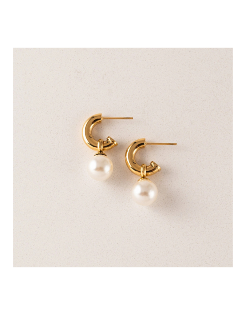 Lover's Tempo Waterproof Solstice Pearl Drop Hoop by Lover's Tempo