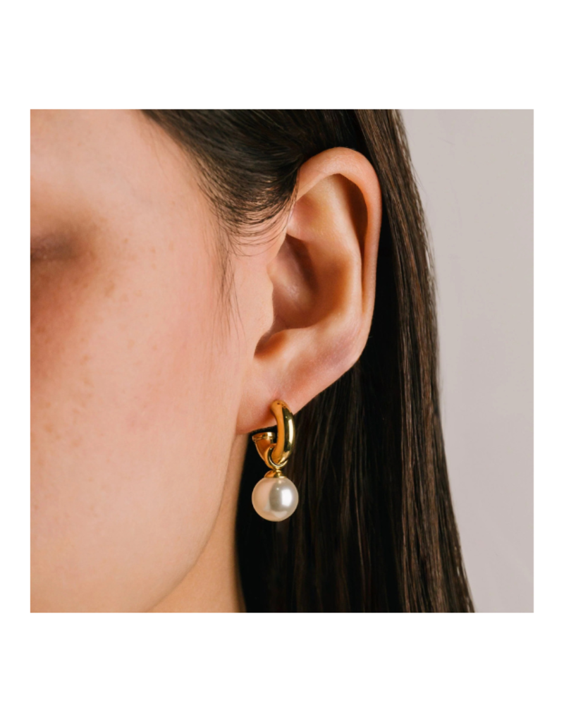 Lover's Tempo Waterproof Solstice Pearl Drop Hoop by Lover's Tempo