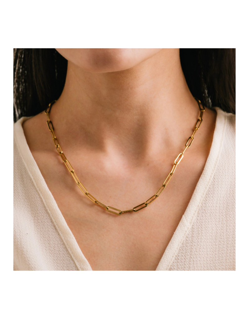 Lover's Tempo Waterproof Bold Paperclip Necklace in Gold by Lover's Tempo