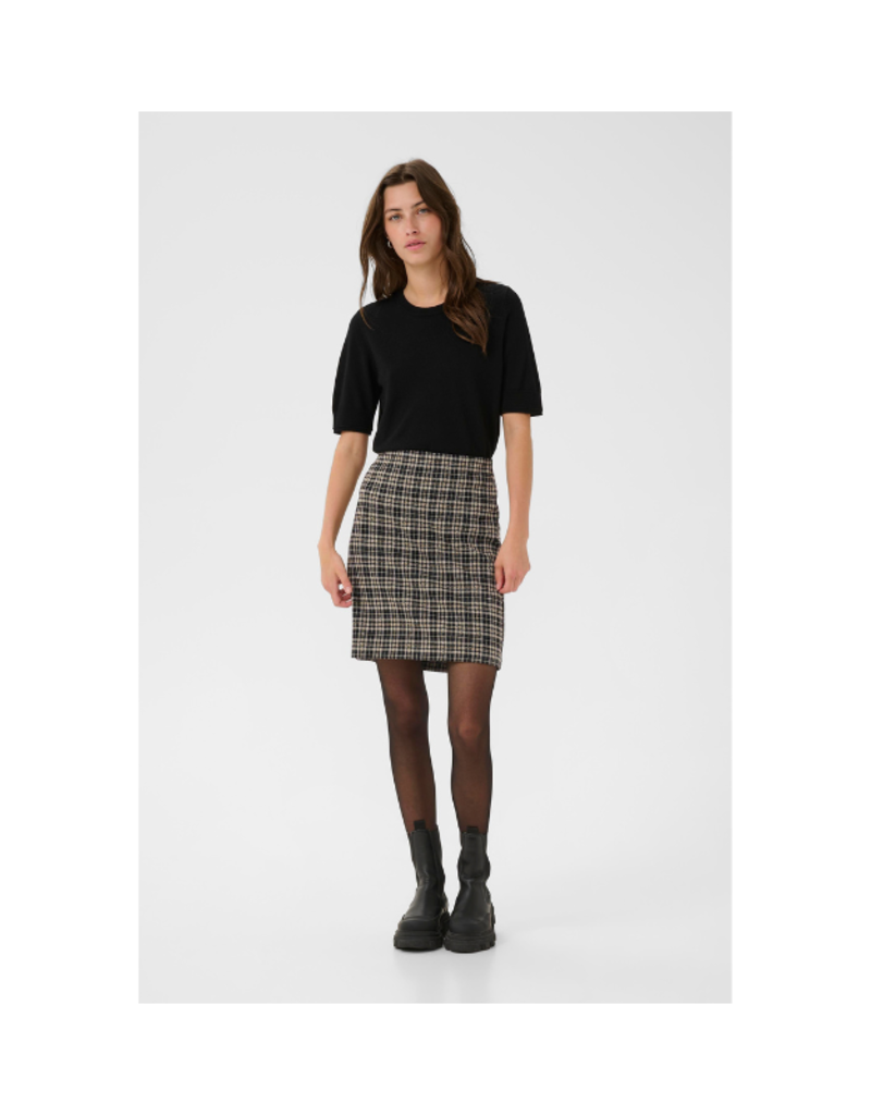 Part Two Corinne Skirt in Dark Navy Check by Part Two