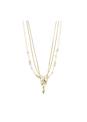 PILGRIM Sea Necklace White 3in1 Gold by Pilgrim