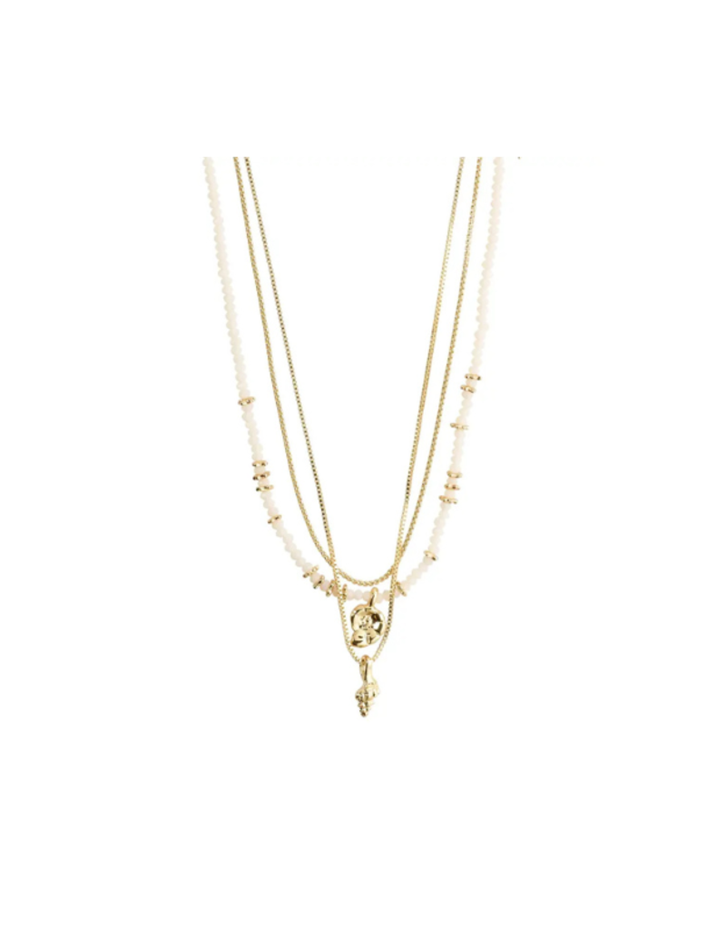 PILGRIM Sea Necklace White 3in1 Gold by Pilgrim