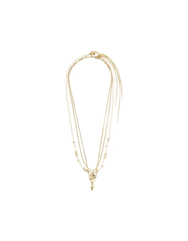 PILGRIM Sea Necklace White 3in1 Gold by Pilgrim
