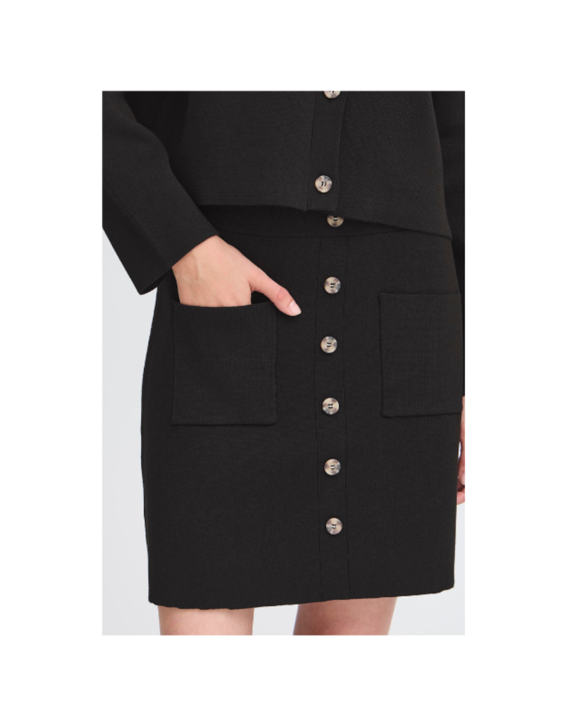 ICHI Ketty Button Front Skirt in Black by ICHI