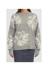 b.young Omea Flower Jumper in Mid Grey Melange by b.young