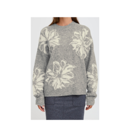 b.young Omea Flower Jumper in Mid Grey Melange by b.young