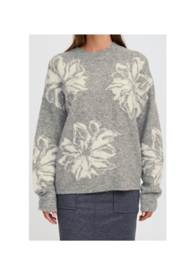 b.young Omea Flower Jumper in Mid Grey Melange by b.young