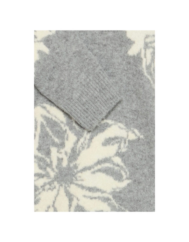 b.young Omea Flower Jumper in Mid Grey Melange by b.young