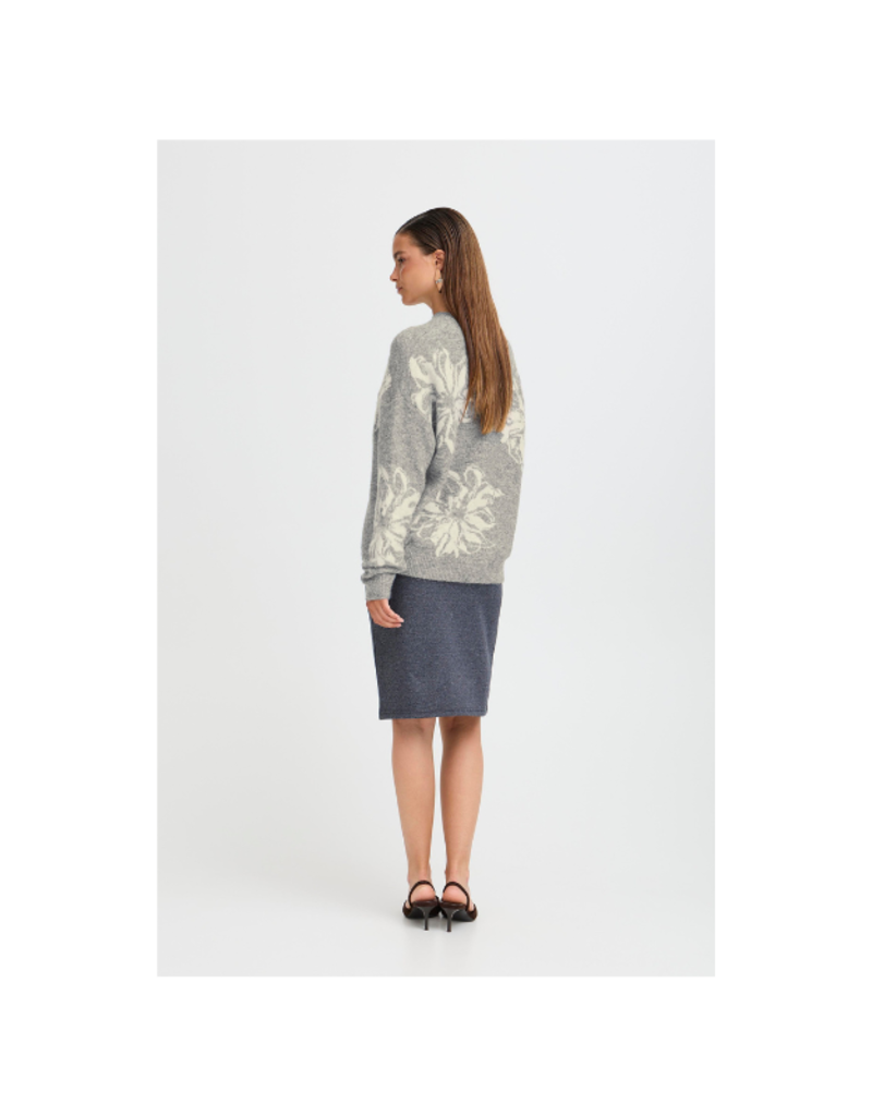 b.young Omea Flower Jumper in Mid Grey Melange by b.young